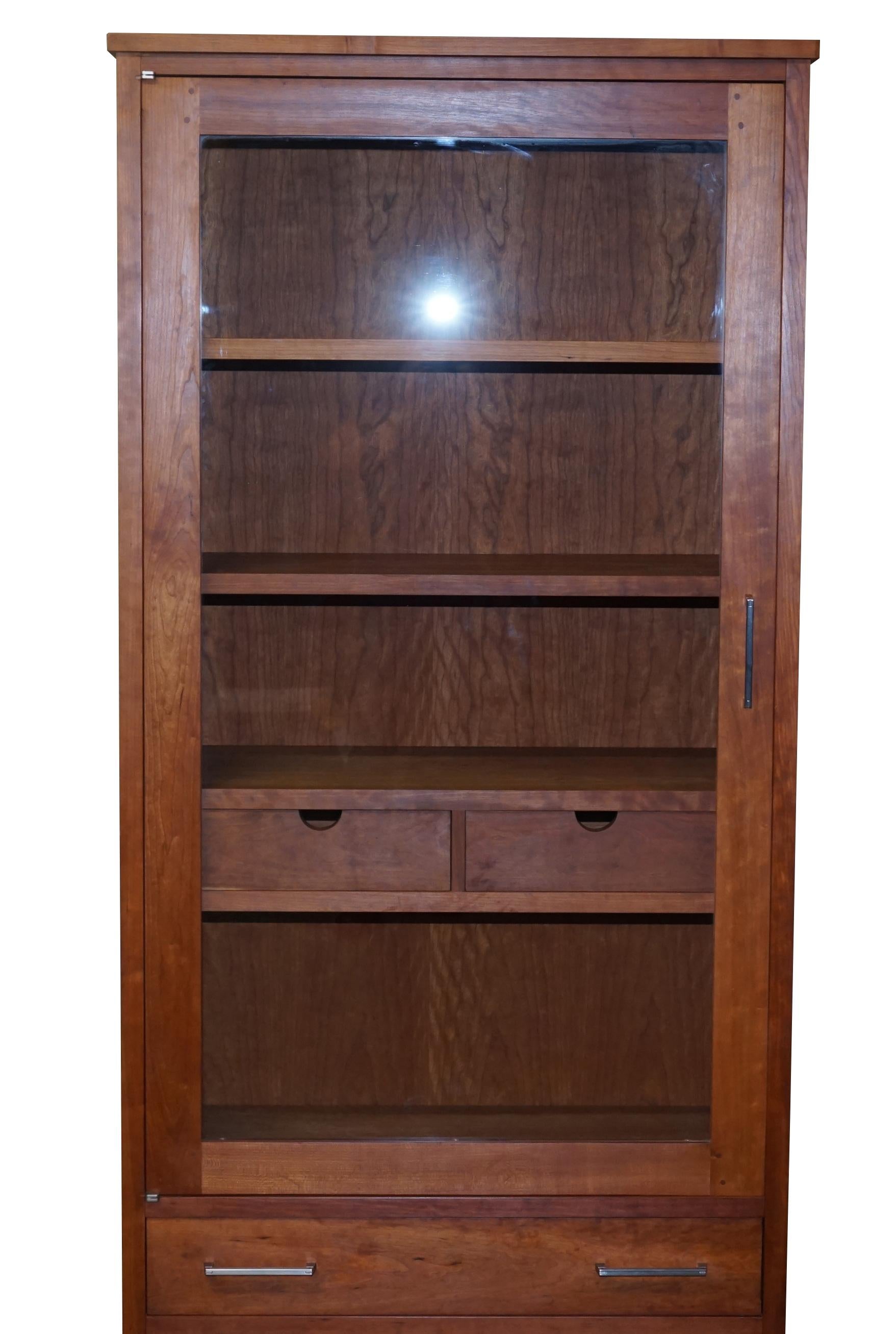 Hand-Crafted SOLID AMERICAN BLACK CHERRY WOOD HAND MADE IN ITALY RIVA 1920 BOOKCASE CUPBOARd