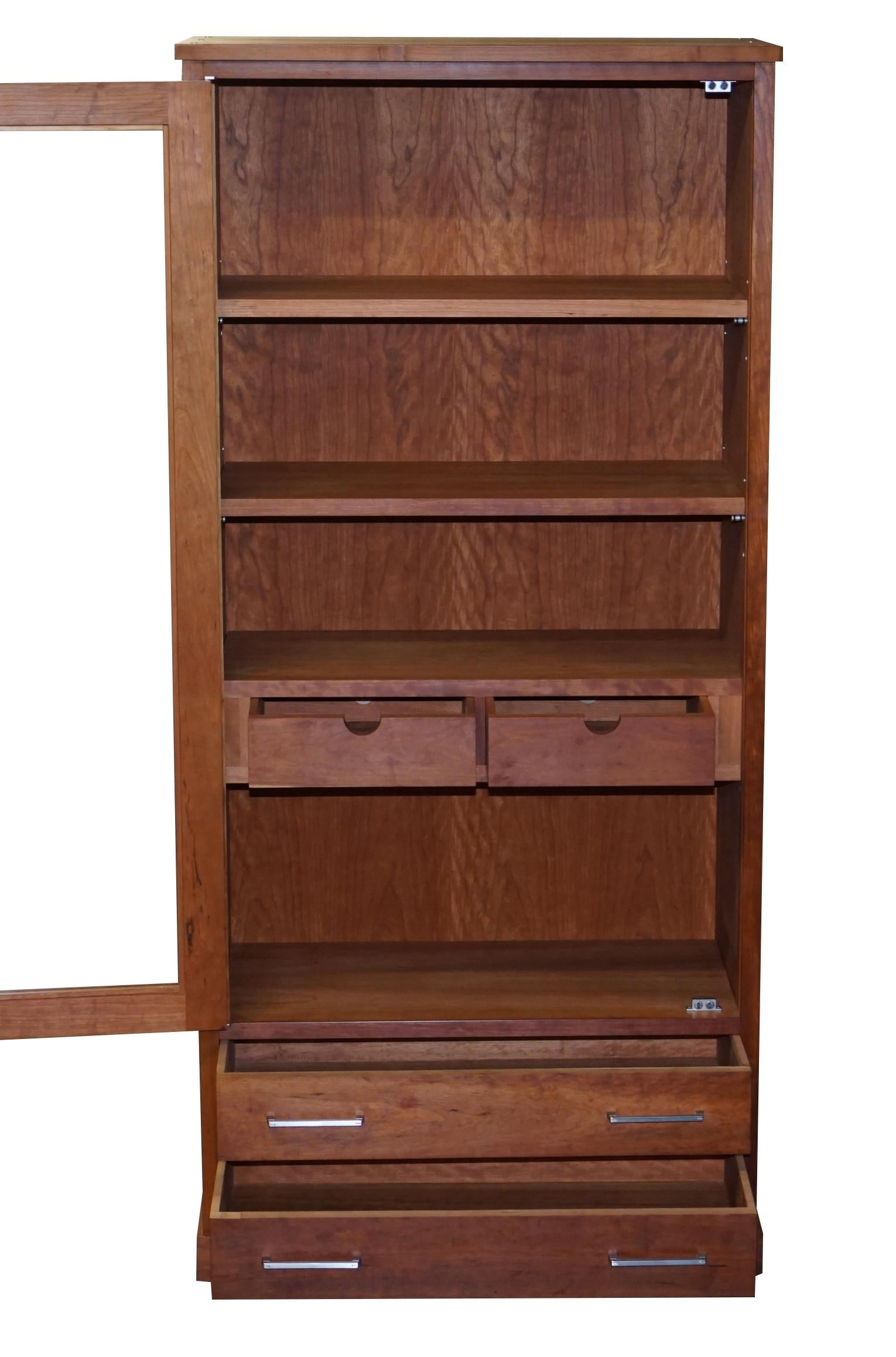 SOLID AMERICAN BLACK CHERRY WOOD HAND MADE IN ITALY RIVA 1920 BOOKCASE CUPBOARd 2