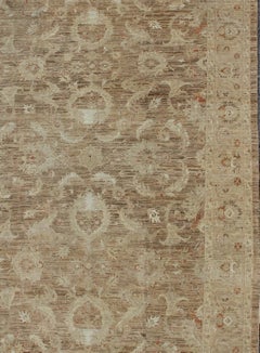 Very Large Sultanabad Pattern in Earth Tones with Light Brown Lt. Green & Taupe
