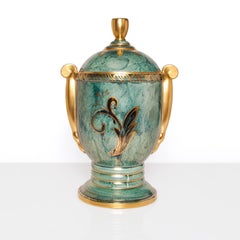 Très grande urne suédoise Art déco recouverte d'une feuille de verre de Josef Ekberg, Gustavsberg