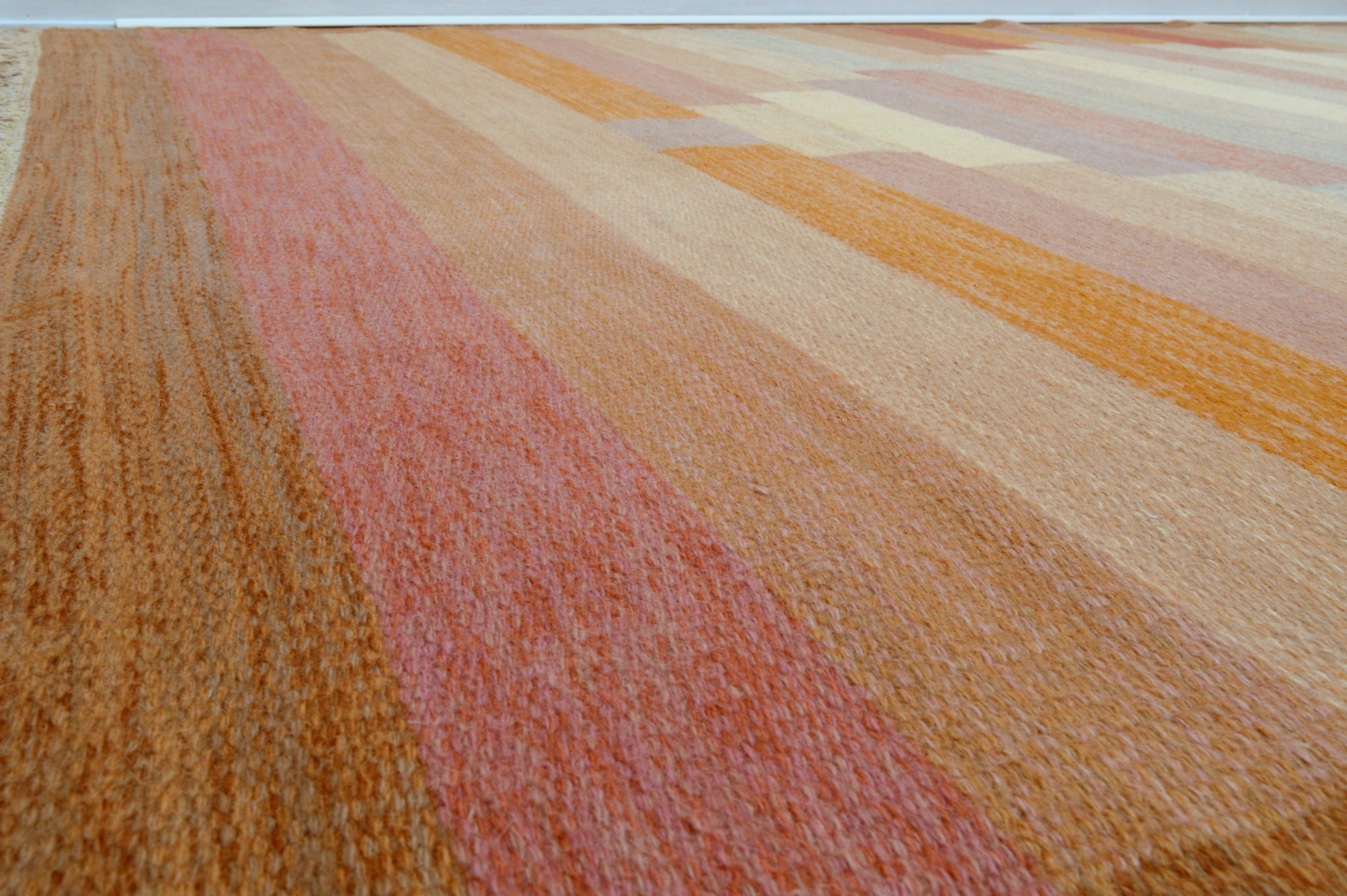Scandinavian Modern Very Large Swedish Flat-Weave Rölakan Carpet by Anne Marie Boberg, 1960´s For Sale