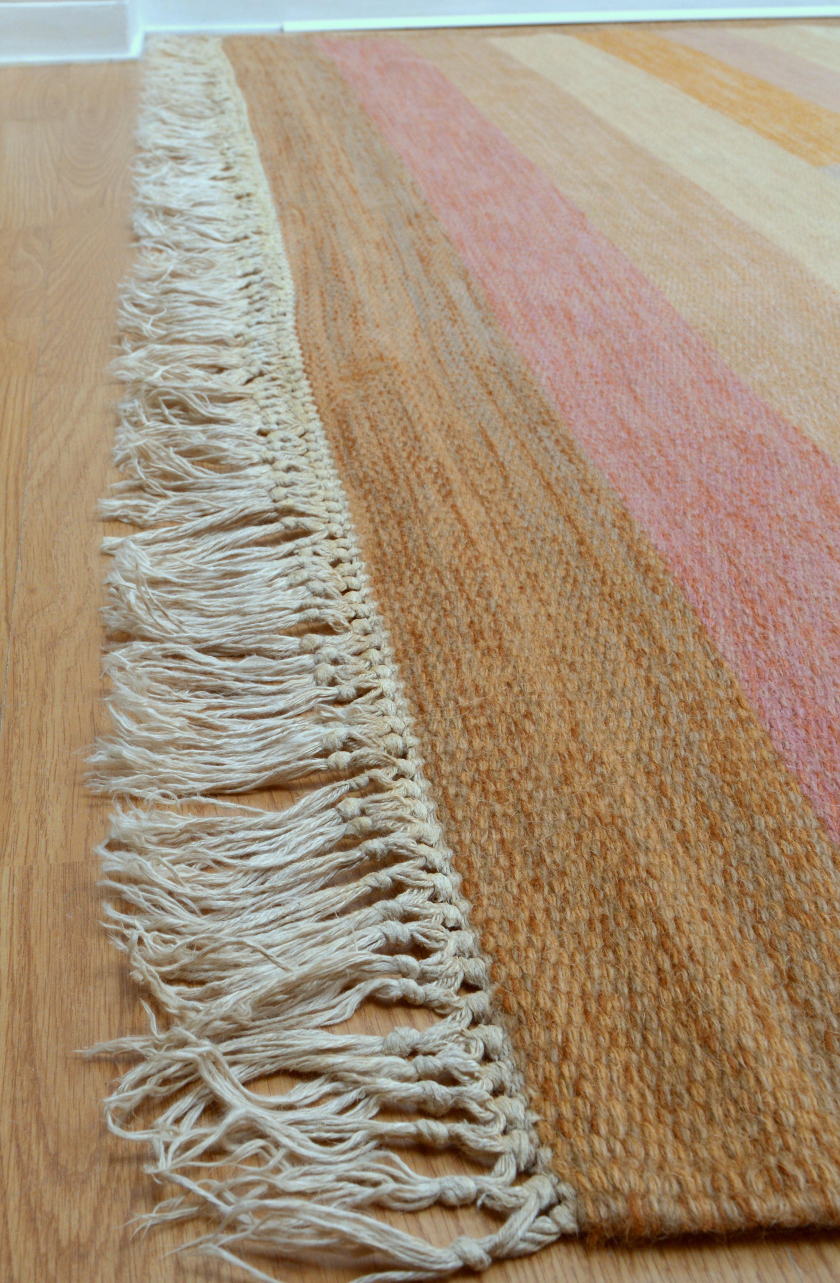 Hand-Woven Very Large Swedish Flat-Weave Rölakan Carpet by Anne Marie Boberg, 1960´s For Sale