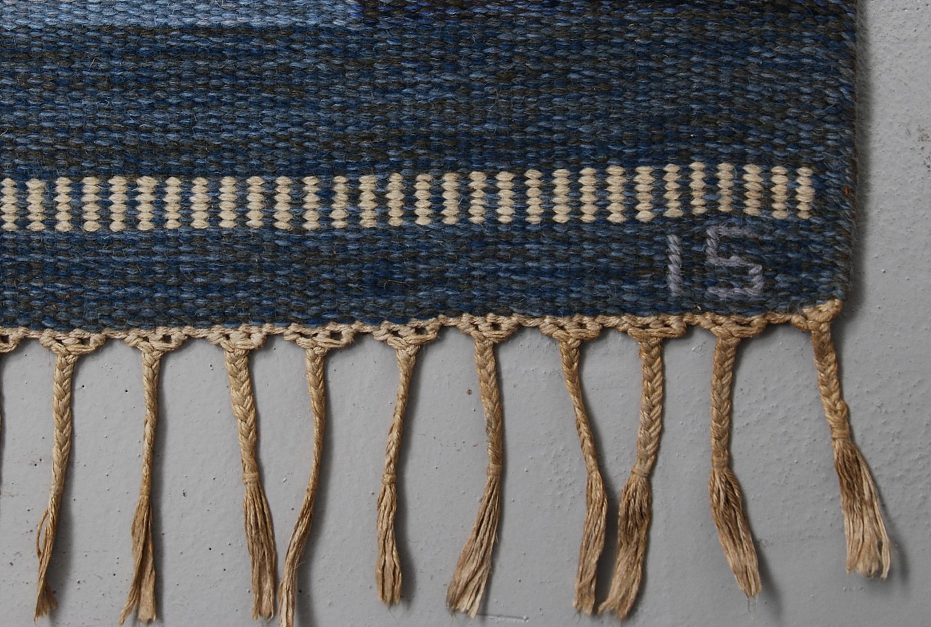 Wool Very Large Swedish Flat-Weave Rölakan Carpet by Ingegerd Silow