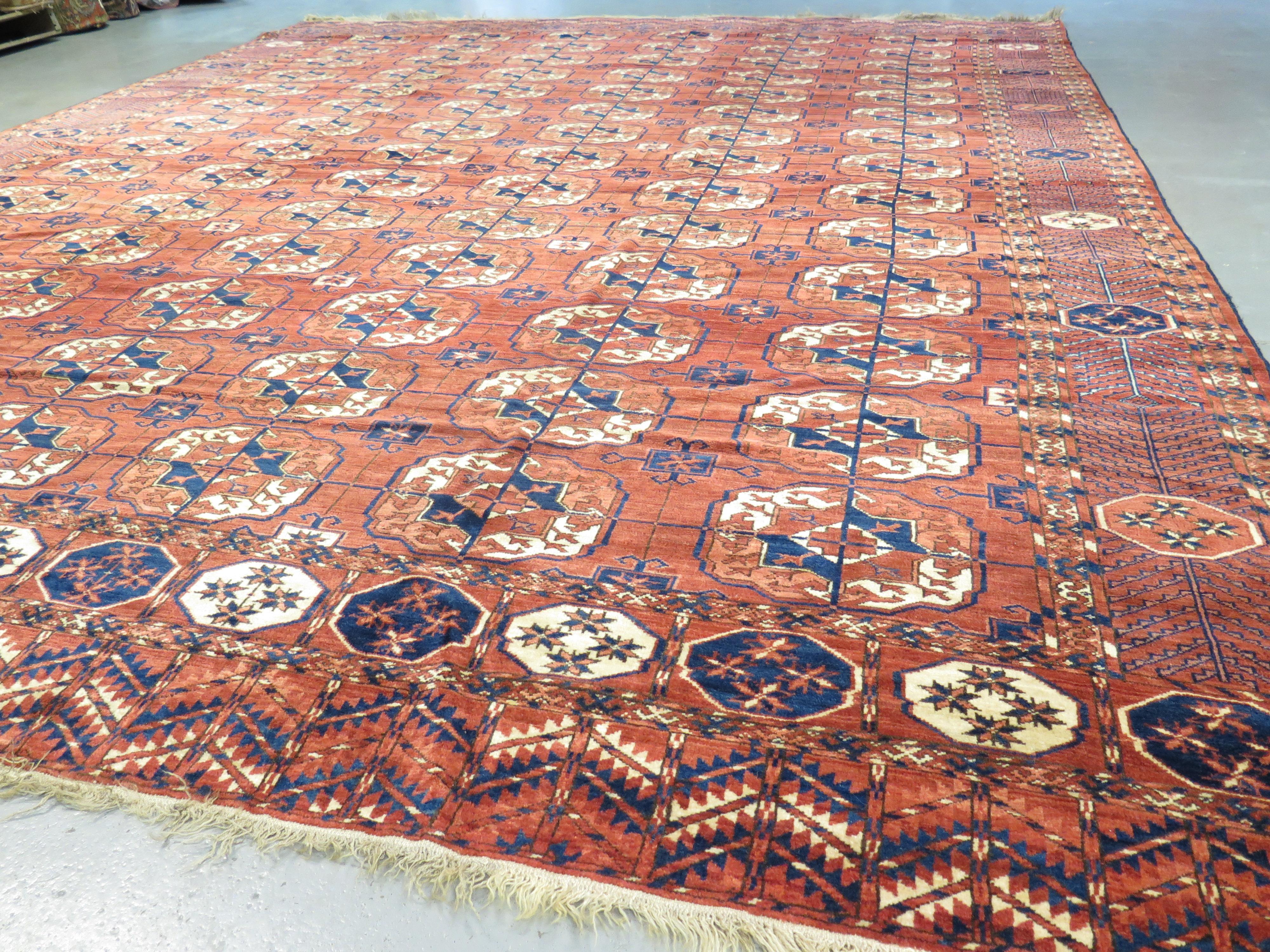 Vegetable Dyed Very Large Tekke Area Rug, c. 1890 For Sale