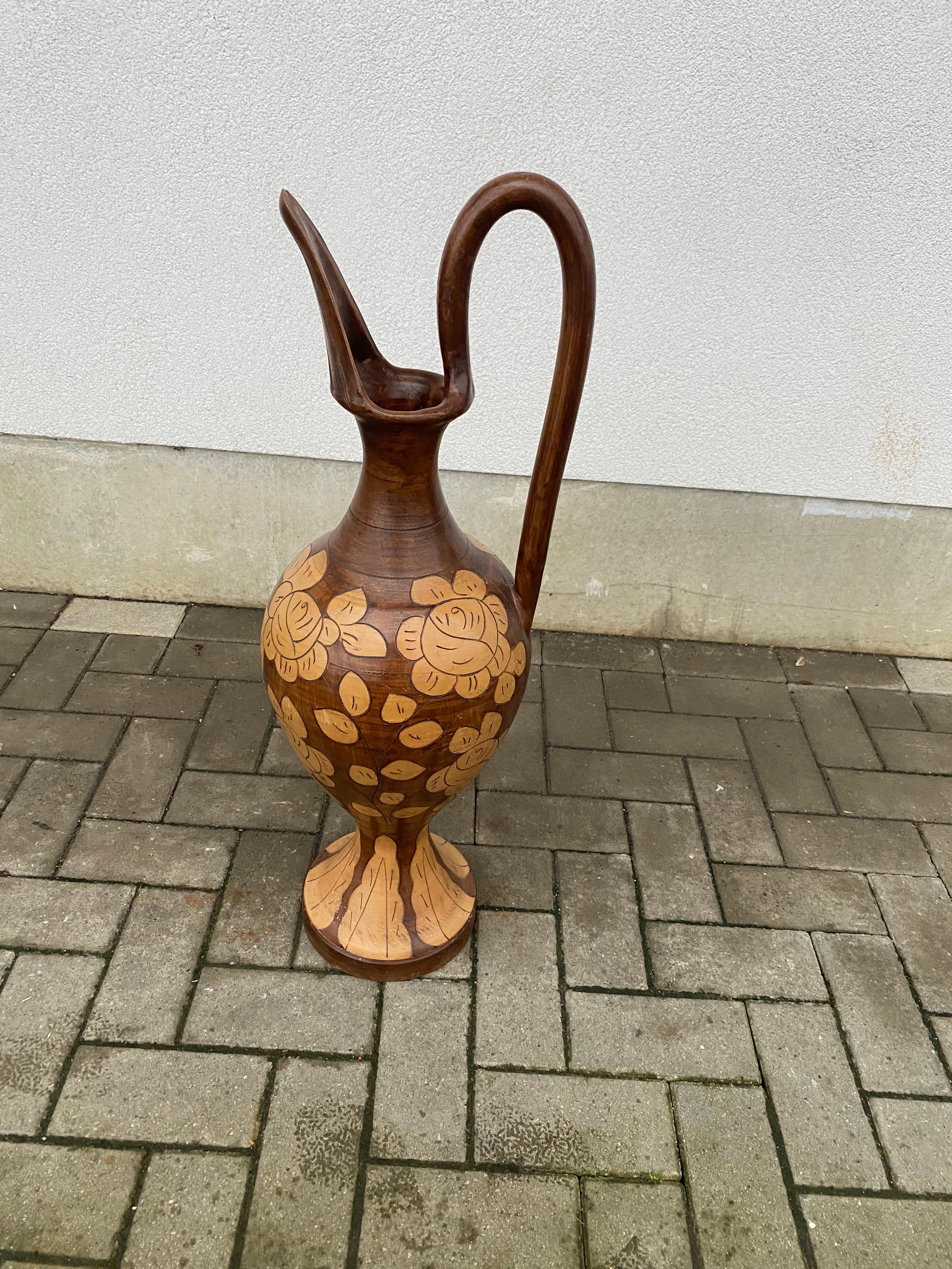 very large terracotta jug, decorated circa 1950 In Good Condition For Sale In Saint-Ouen, FR