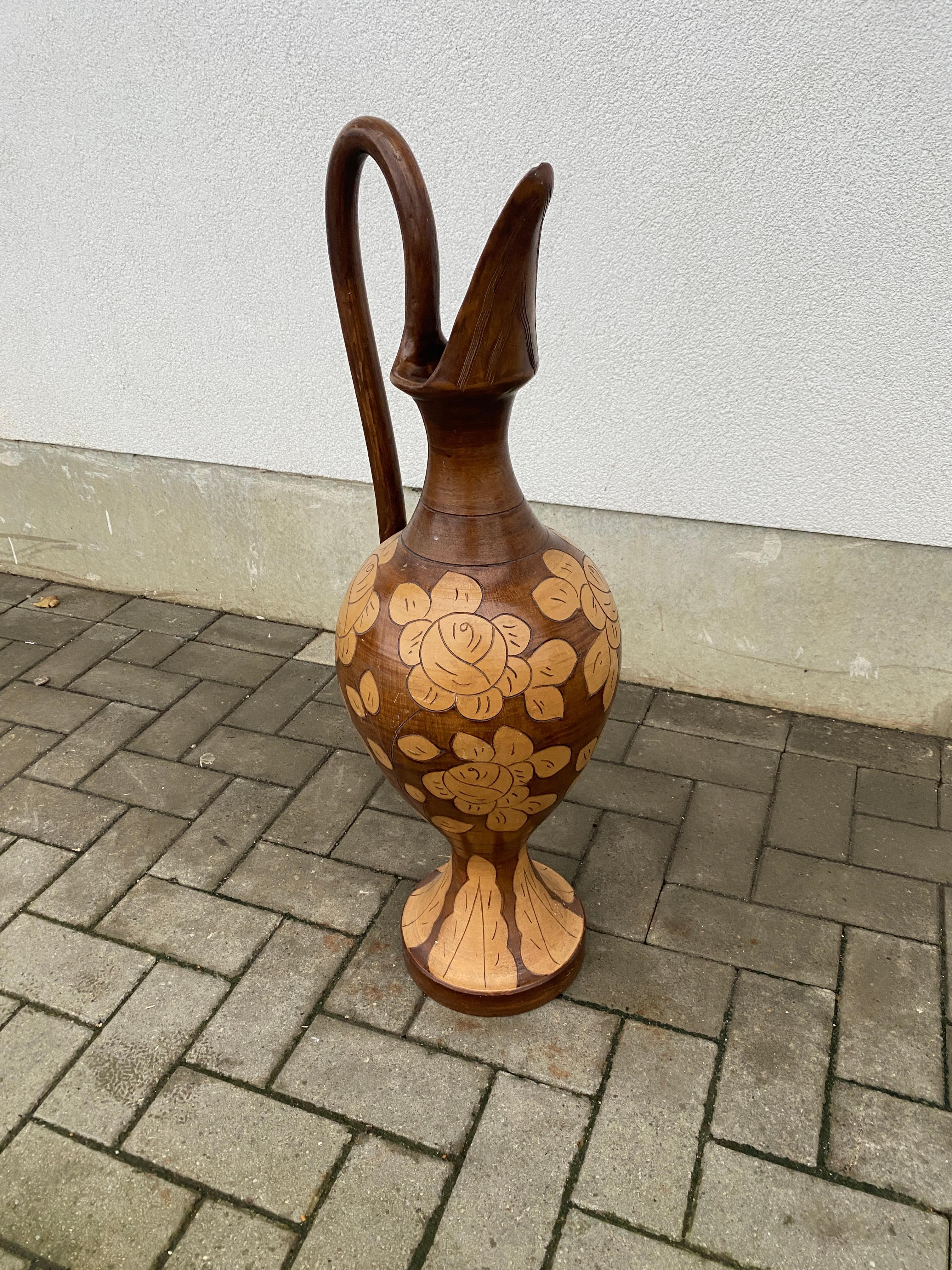 very large terracotta jug, decorated circa 1950 For Sale 1