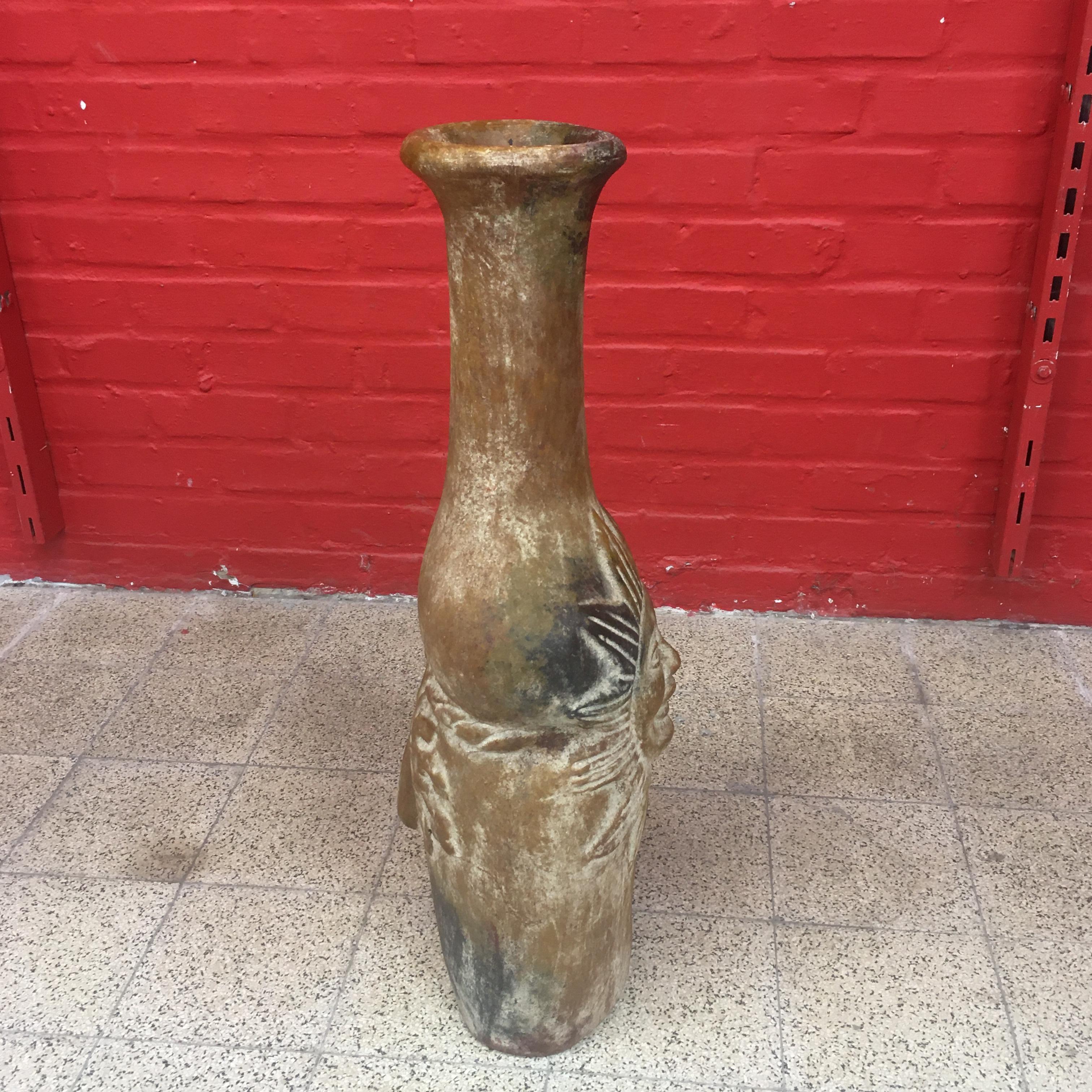 Very Large Terracotta Vase, Attributed to Accolay, circa 1950-1960 For Sale 1