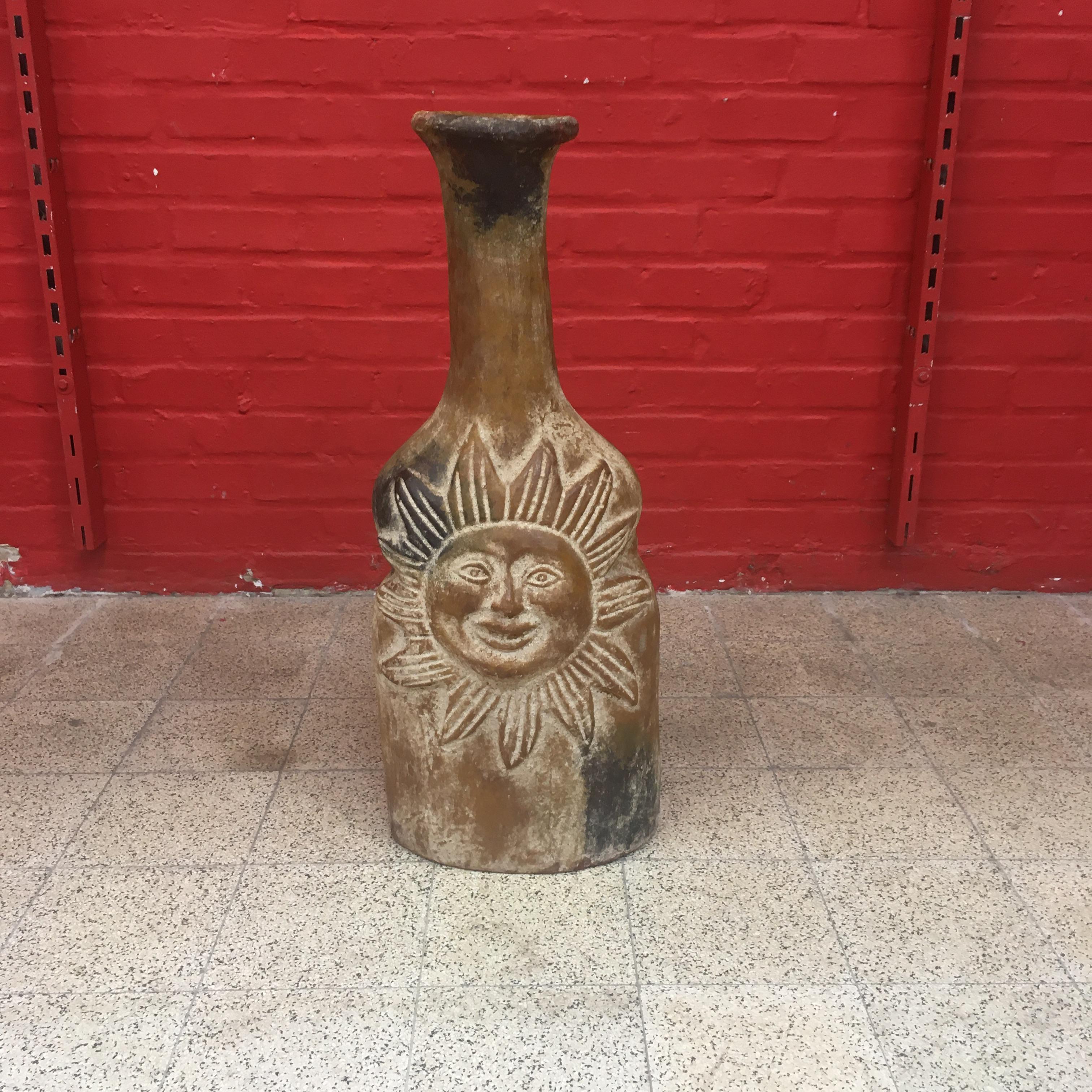 French Very Large Terracotta Vase, Attributed to Accolay, circa 1950-1960 For Sale