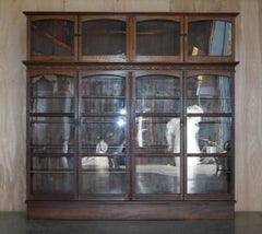 Very Large Thomas Chippendale Carved Antique Oak Library Bookcase Display Case