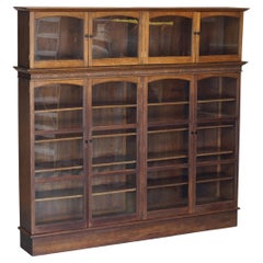 Very Large Thomas Chippendale Carved Antique Oak Library Bookcase Display Case