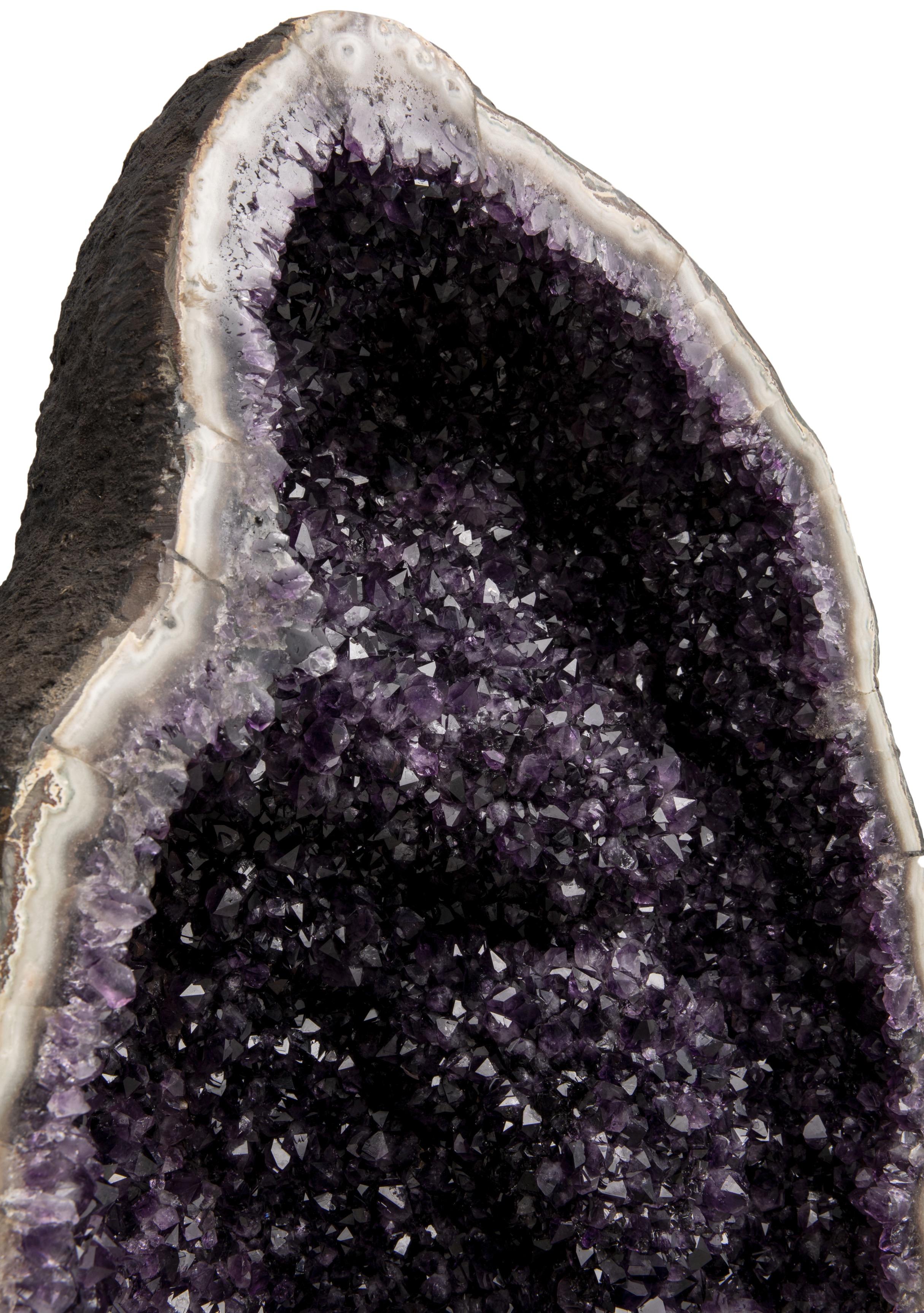 Incredible Deep Purple Amethyst Tower - Complete Half Geode with Agate border 2