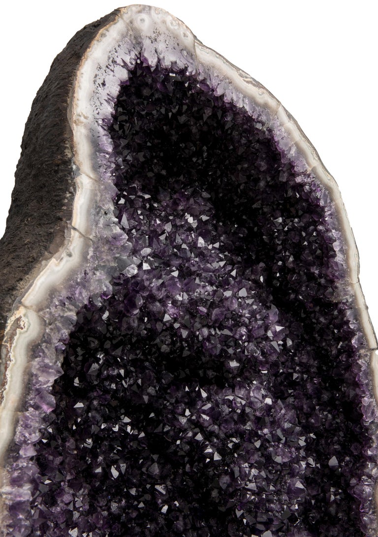 Incredible Deep Purple Amethyst Tower - Complete Half Geode with Agate ...