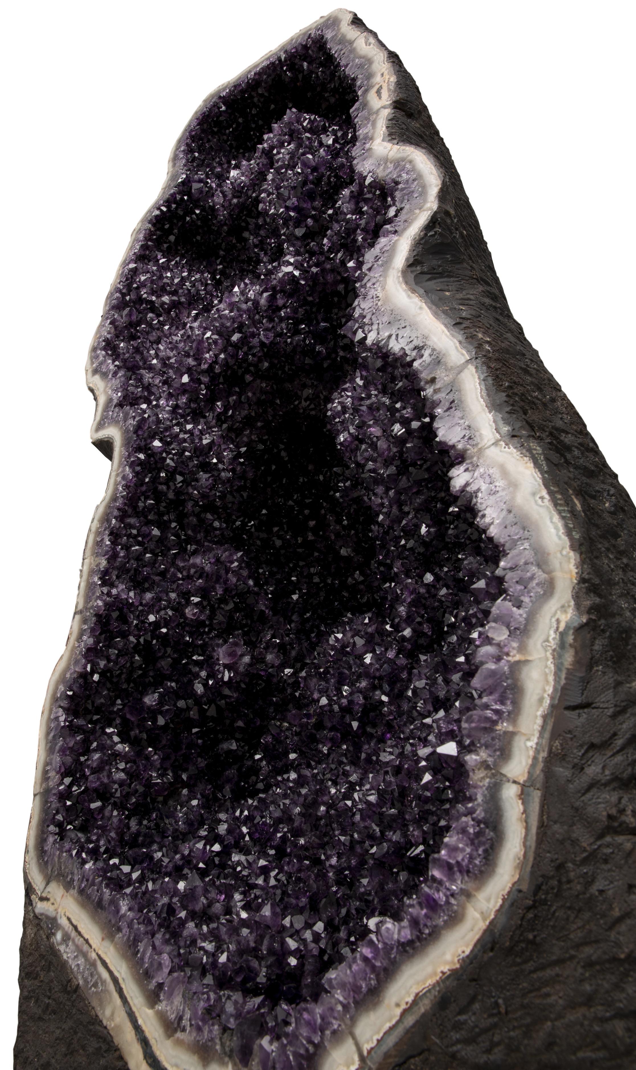 Incredible Deep Purple Amethyst Tower - Complete Half Geode with Agate border 5