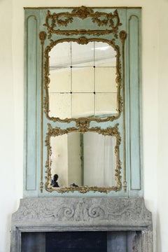 Very large Transition period wooden mirror, 18th century