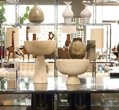 Very Large Travertine Footed Bowl, 1970s