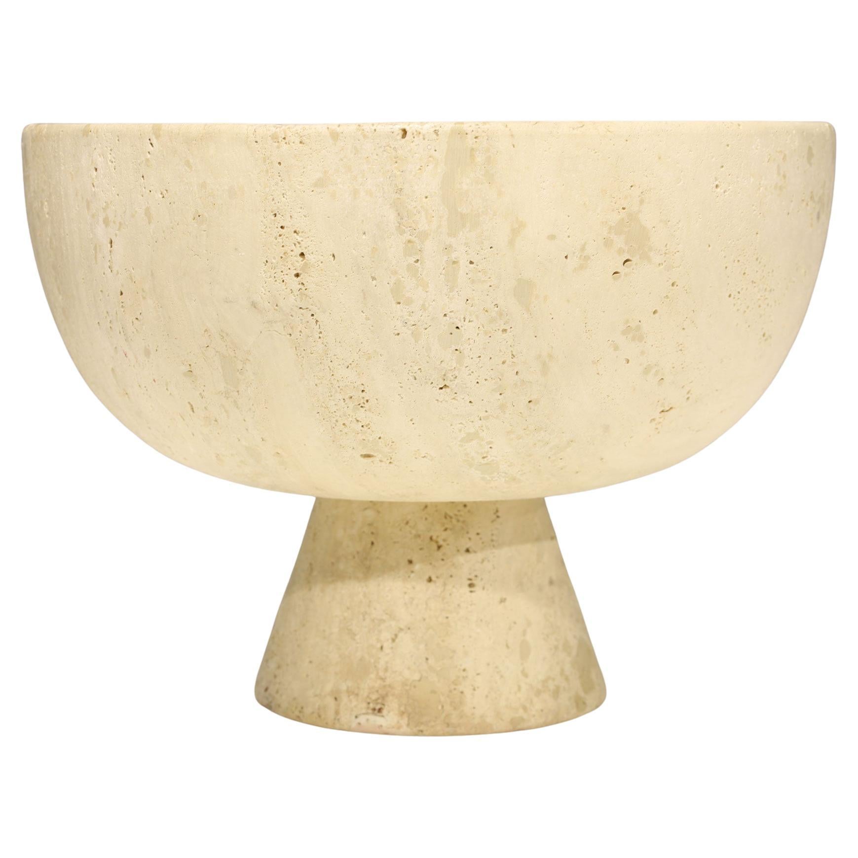 Very Large Travertine Footed Bowl, 1970s