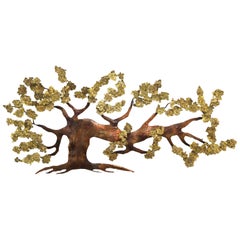 Very Large Tree of Life Metal Brass and Copper Wall Hanging Sculpture