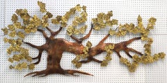 Very Large Tree of Life Metal Brass and Copper Wall Hanging Sculpture