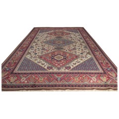 Very Large Turkish Kars Handmade Rug Carpet Pale Red and Blue