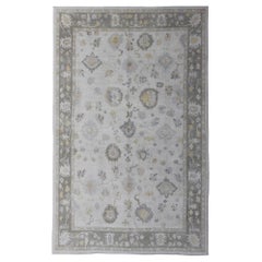 Very Large Turkish Oushak Rug with Neutral Color Palette and All-Over Design
