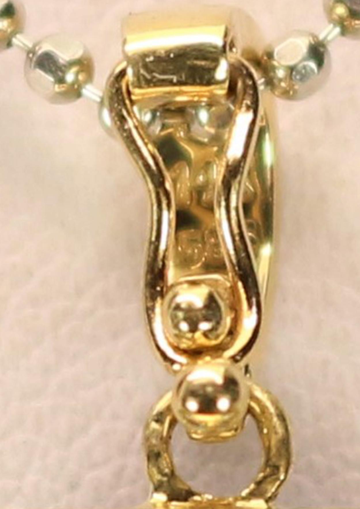 Very Large Vario Clip Pendant 585 White and Yellow Gold, Swiss Blue Topaz For Sale 4