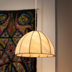 Very Large Vellum and Leather Cord Lampshade, Early '70s