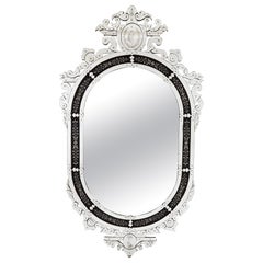 Very Large Venetian Glass Mirror with Engraved Decoration