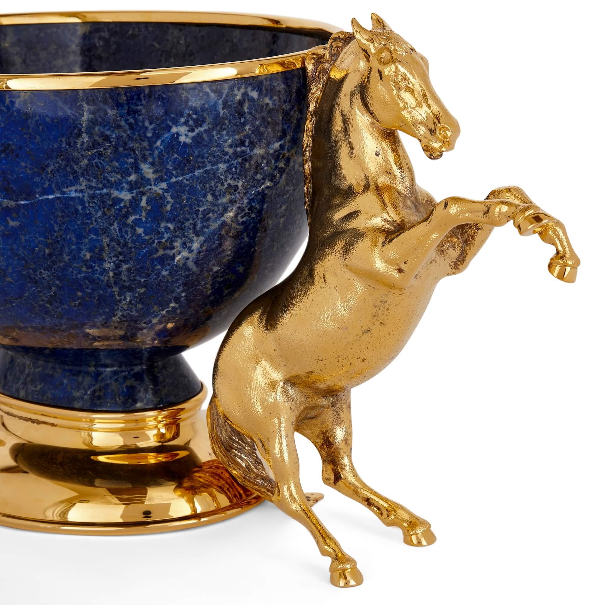 English Vermeil and Lapis Lazuli Centrepiece by Asprey  For Sale