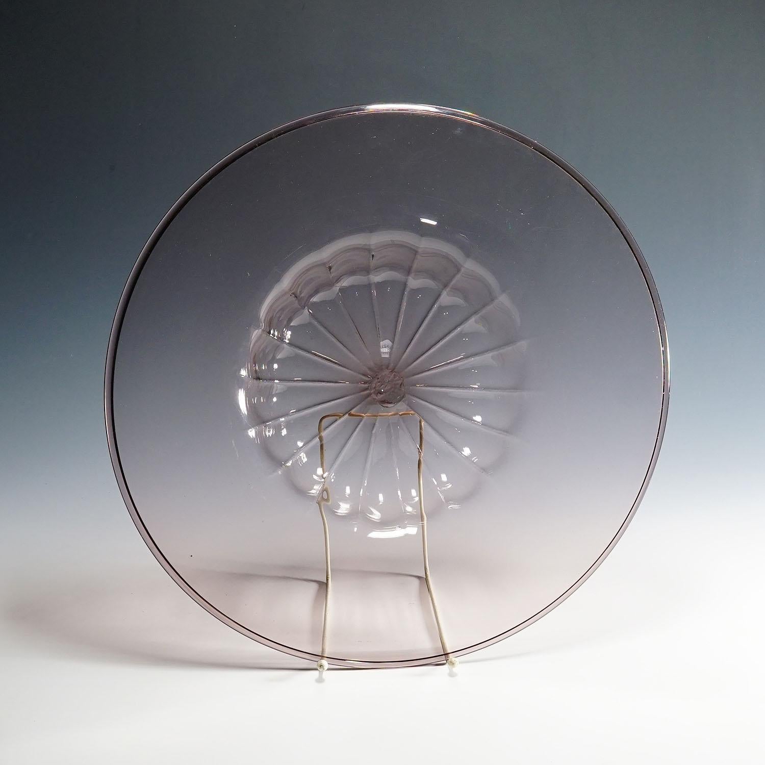 20th Century Very Large Vetro Soffiato Glass Dish by Vittorio Zecchin for Venini Murano For Sale