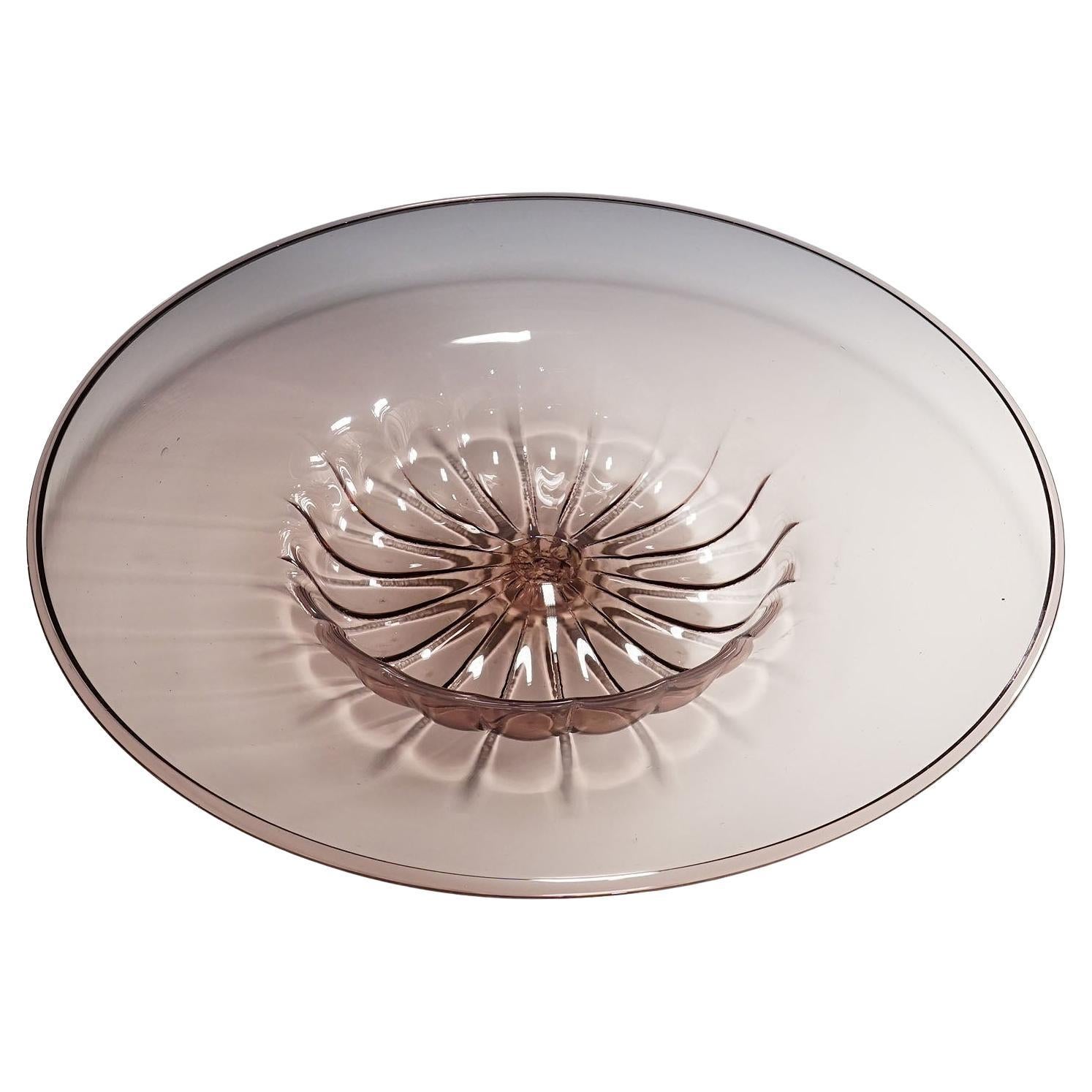 Very Large Vetro Soffiato Glass Dish by Vittorio Zecchin for Venini Murano For Sale