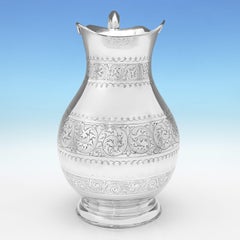 Very Large Victorian Antique Sterling Silver Water Jug - London 1898