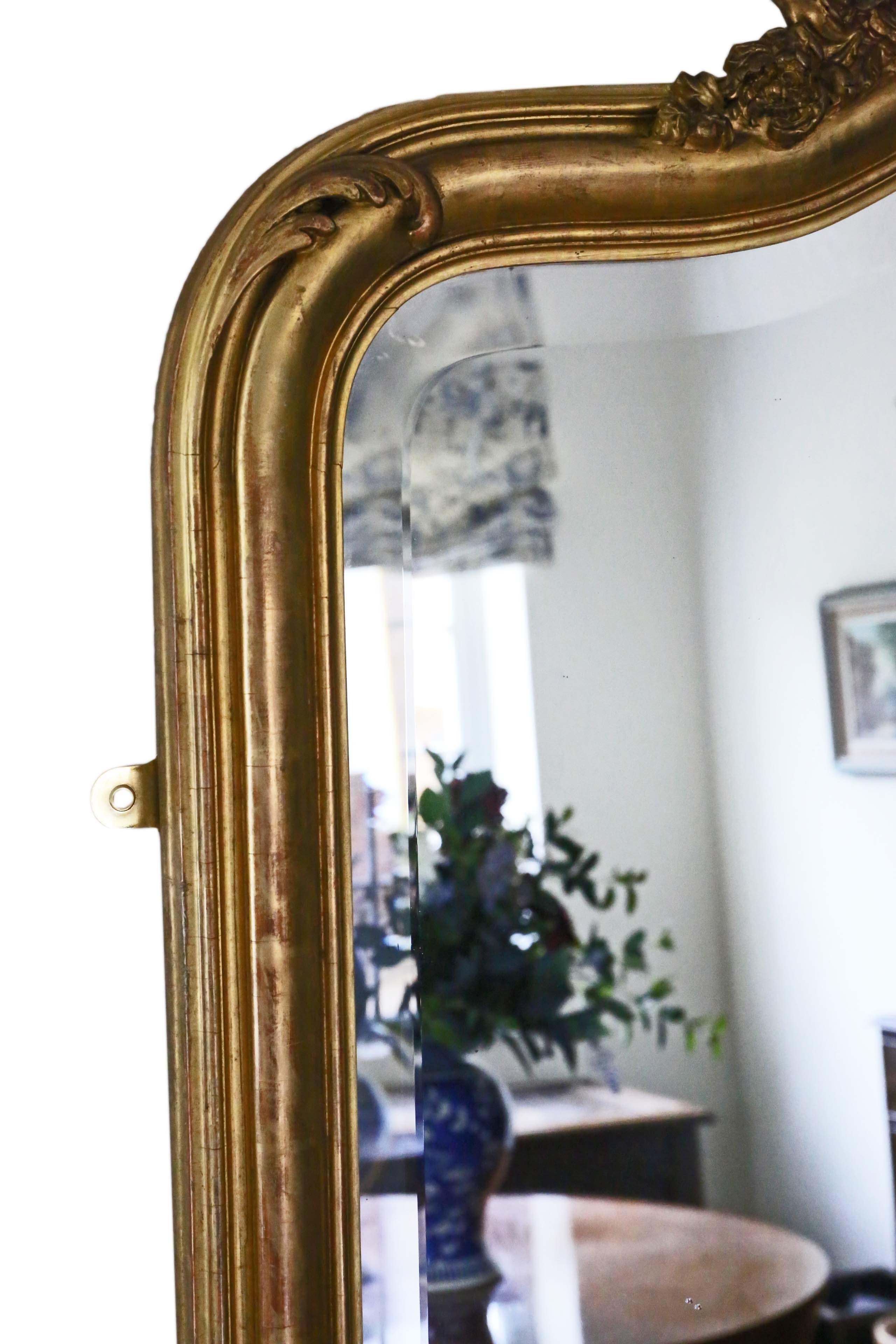 Very Large Victorian Gilt Full Height Wall Mirror, 19th Century In Good Condition In Wisbech, Cambridgeshire
