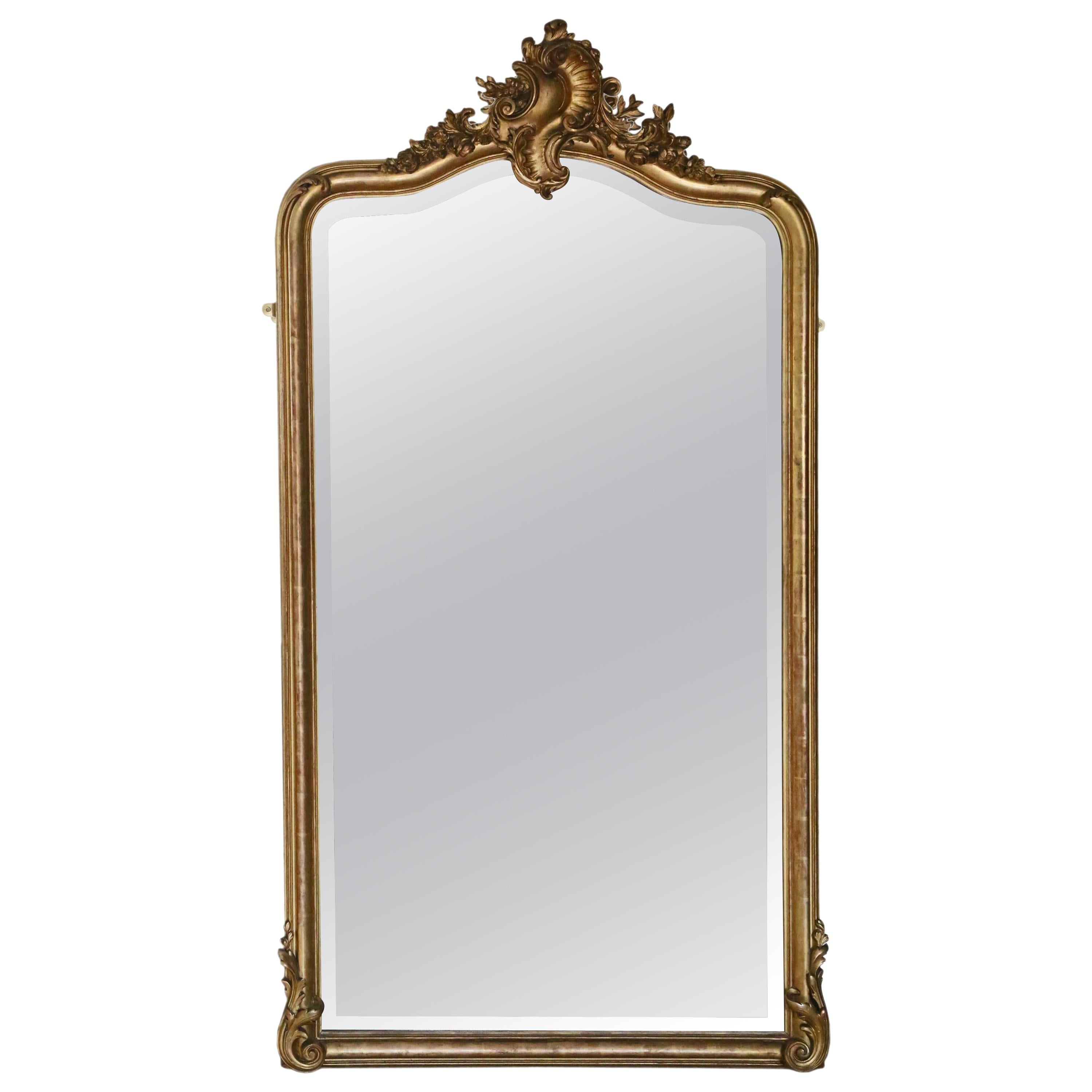 Very Large Victorian Gilt Full Height Wall Mirror, 19th Century