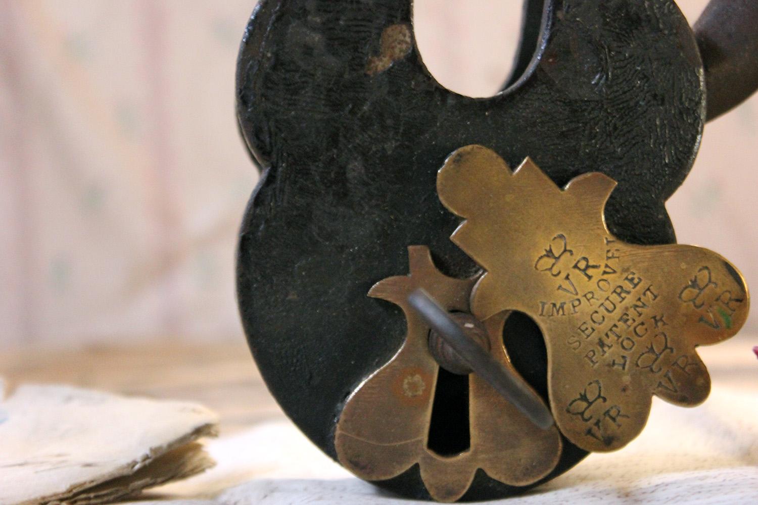 Very Large Victorian Steel Padlock and Key, circa 1870 2