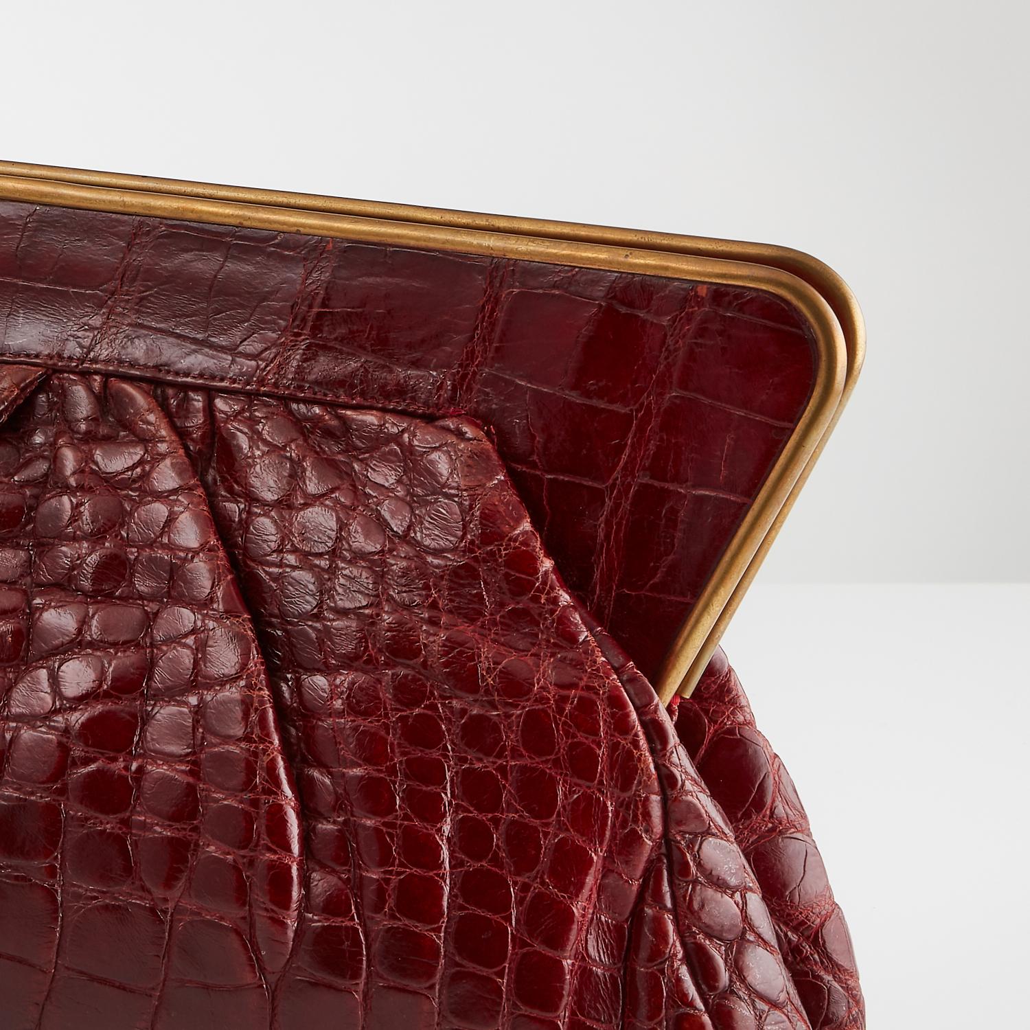 Sud-américain Très grande pochette Art Déco vintage en crocodile du 20ème siècle, vers 1935-1938