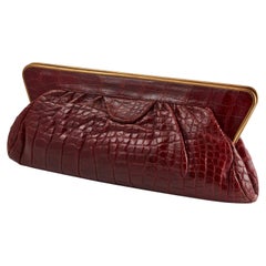 Très grande pochette Art Déco vintage en crocodile du 20ème siècle, vers 1935-1938