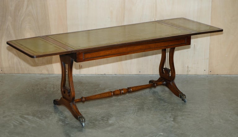 Very Large Vintage Bevan Funnell Extending Green Leather Coffee
