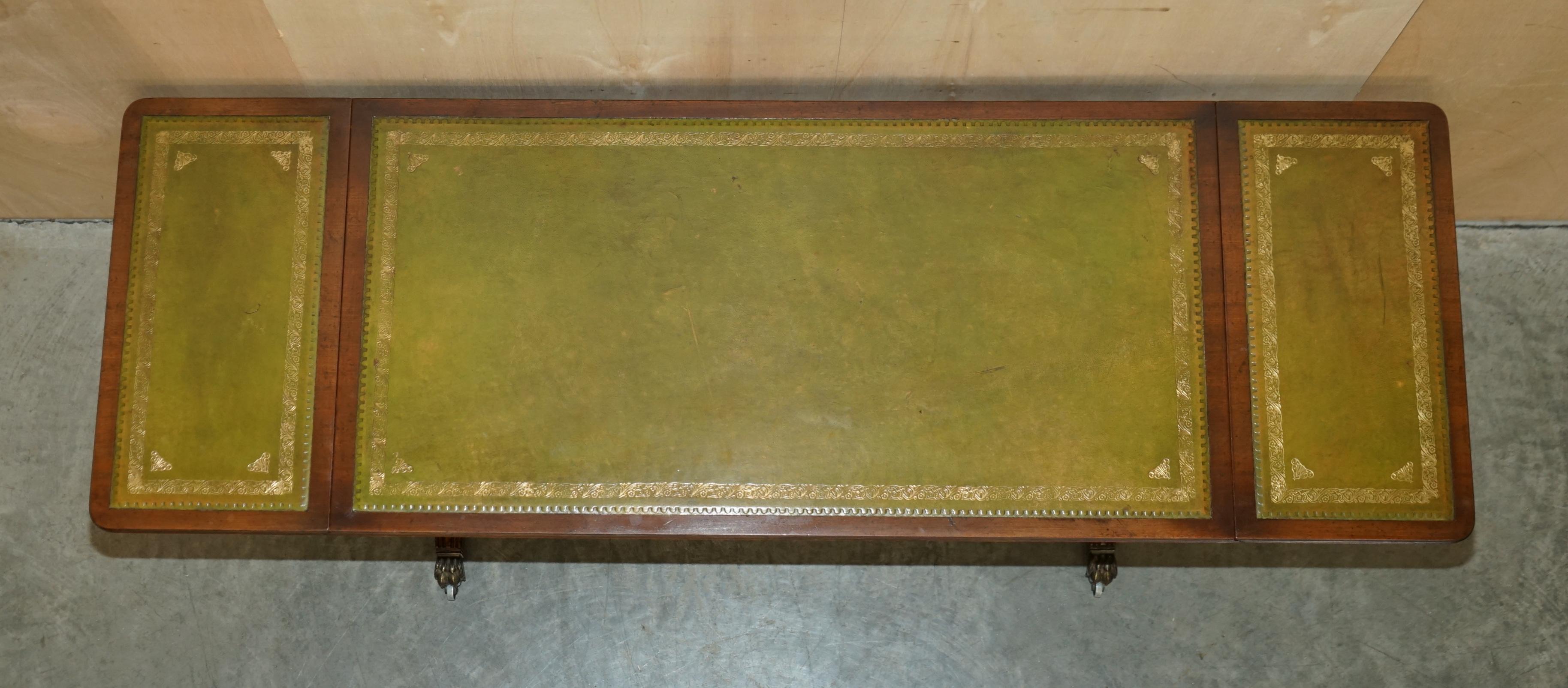 Very Large Vintage Bevan Funnell Extending Green Leather Coffee Cocktail Table For Sale 10