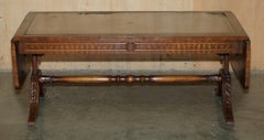 VERY LARGE ViNTAGE BEVAN FUNNELL EXTENDING LEATHER COFFEE TABLE DISTRESSED TOP