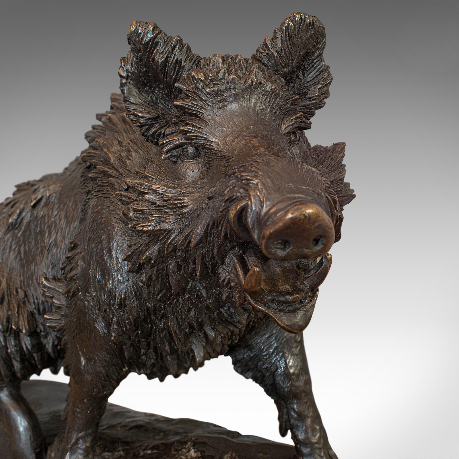 20th Century Very Large Vintage Bronze Boar Sculpture, Continental, Natural Study, Statue