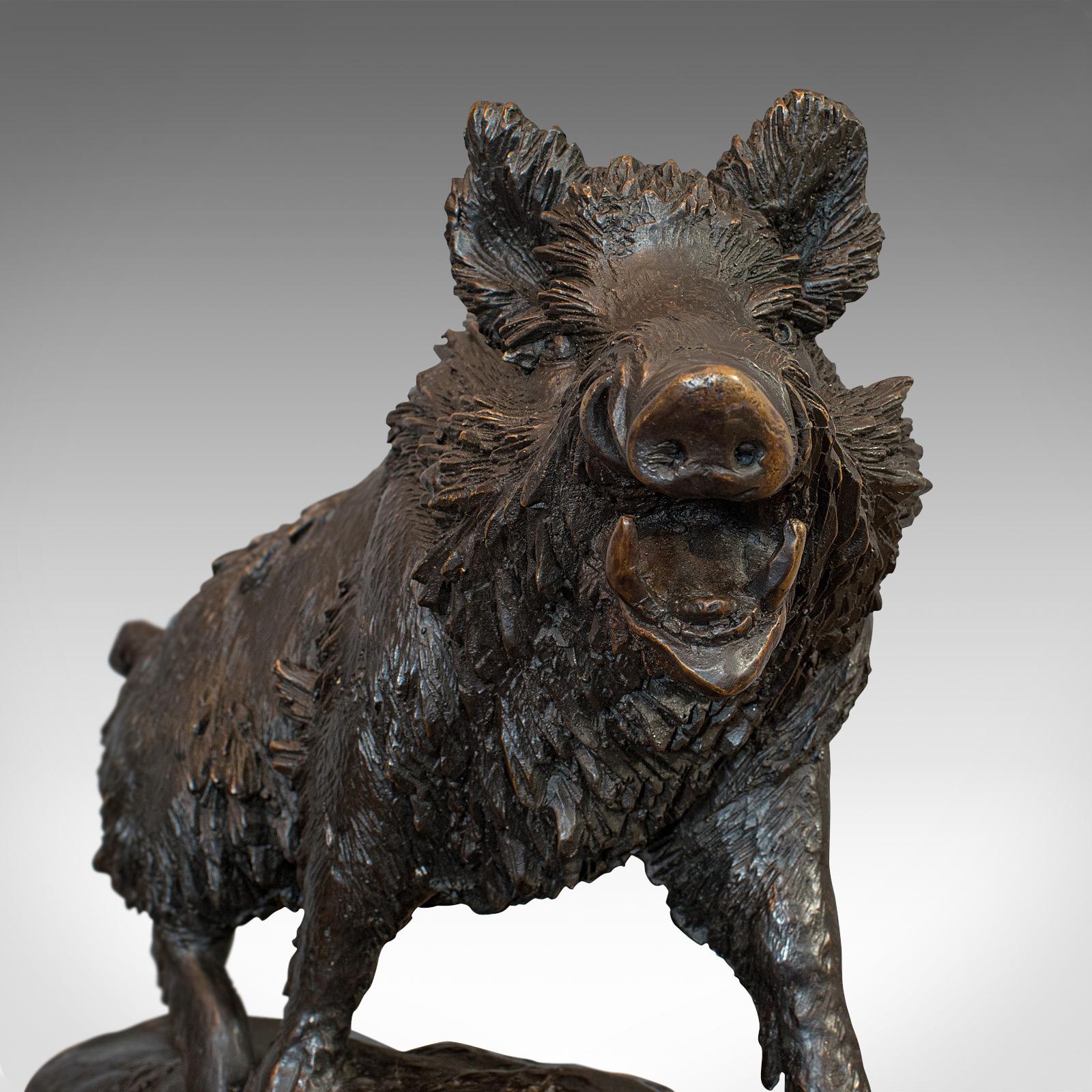 Very Large Vintage Bronze Boar Sculpture, Continental, Natural Study, Statue 1