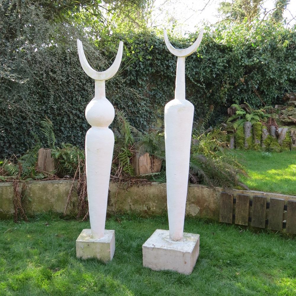 A very large garden sculpture.  Made from solid concrete, painted finish.  Dates from the 1980s. In good vintage condition, minimal signs of wear and nicely patinated.  Originally used in a garden, but could be displayed indoors. 

A similar