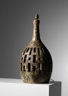 very large vintage French ceramic lamp from the 50's not identified