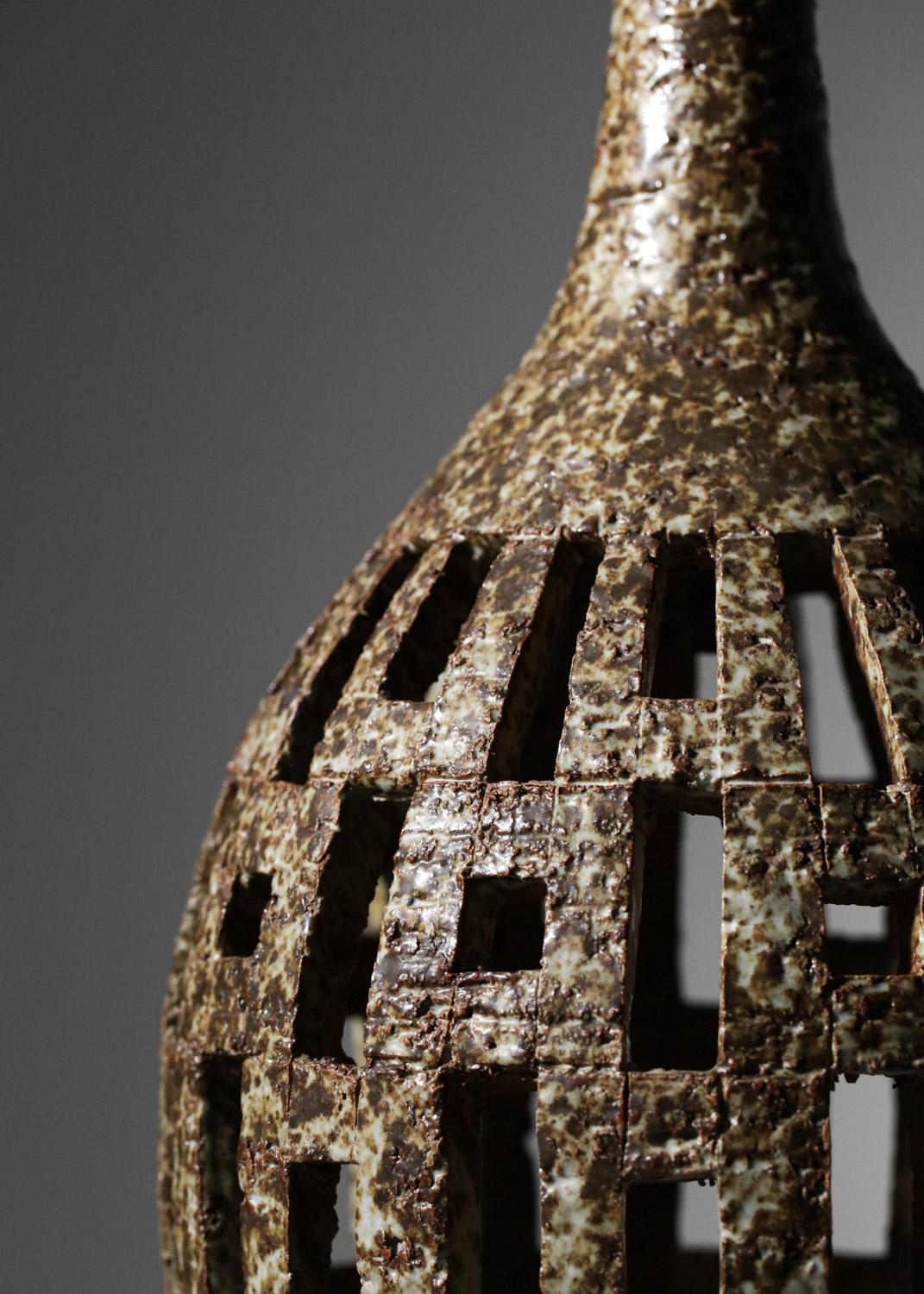 Fait main Très grande lampe française vintage en céramique des années 50 non identifiée  en vente