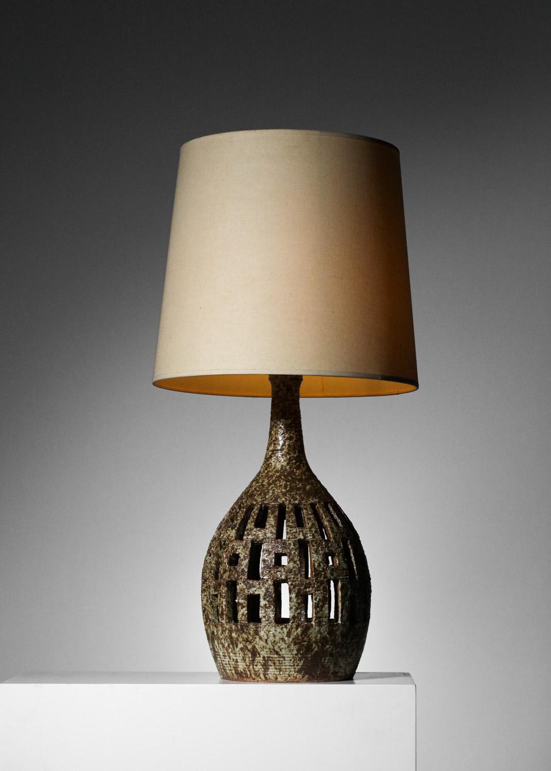 sehr große französische Vintage-Keramiklampe aus den 50er Jahren nicht identifiziert  im Zustand „Gut“ im Angebot in Lyon, FR