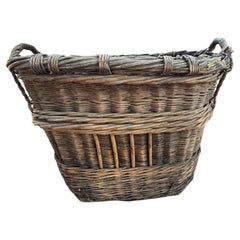 Très grand panier français vintage tissé à la main