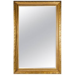 Very Large Vintage Gilded Wood Framed Hanging Wall Mantel Mirror
