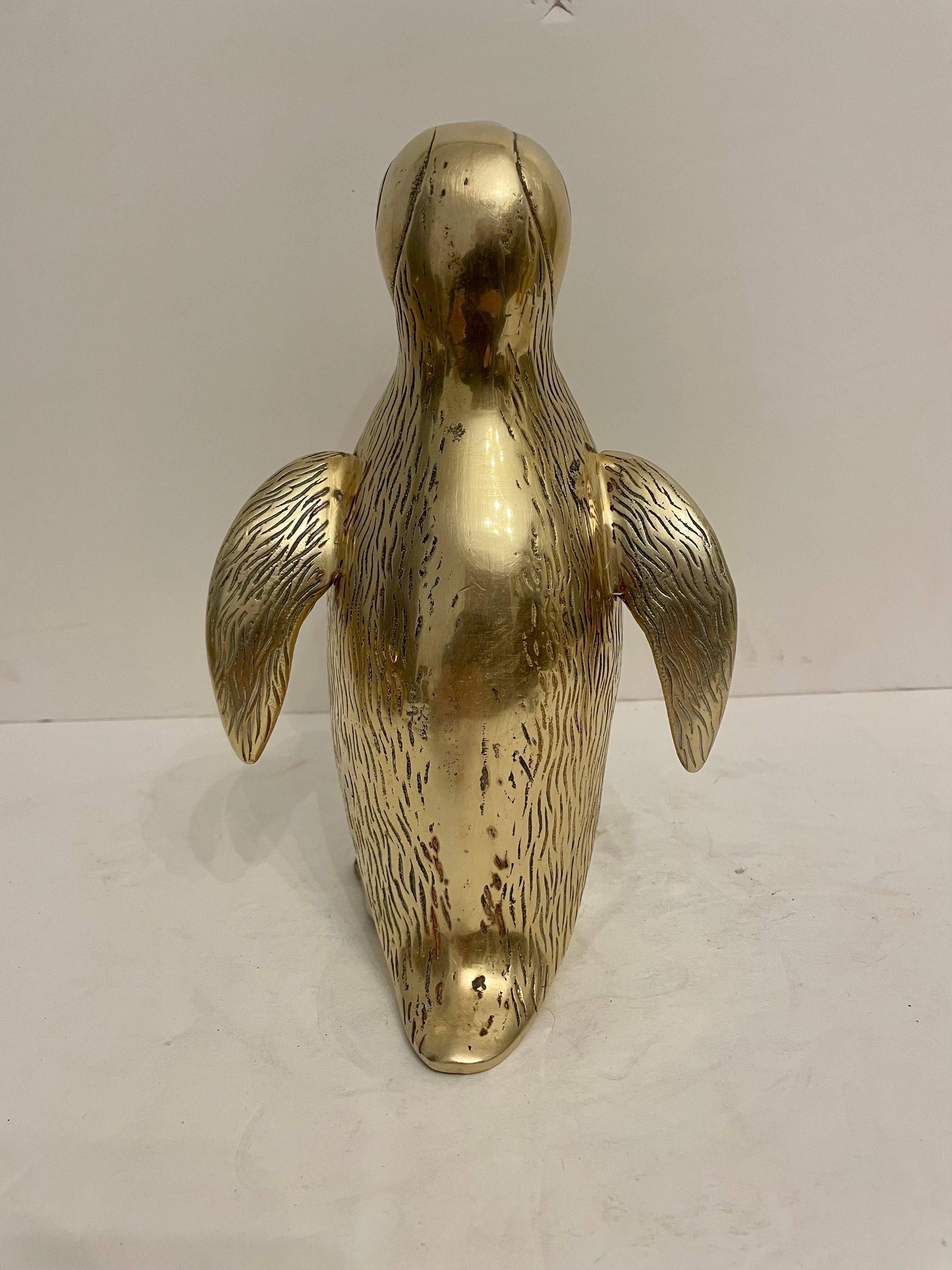 Korean Very Large Vintage Hollywood Regency Brass Penguin Sculpture