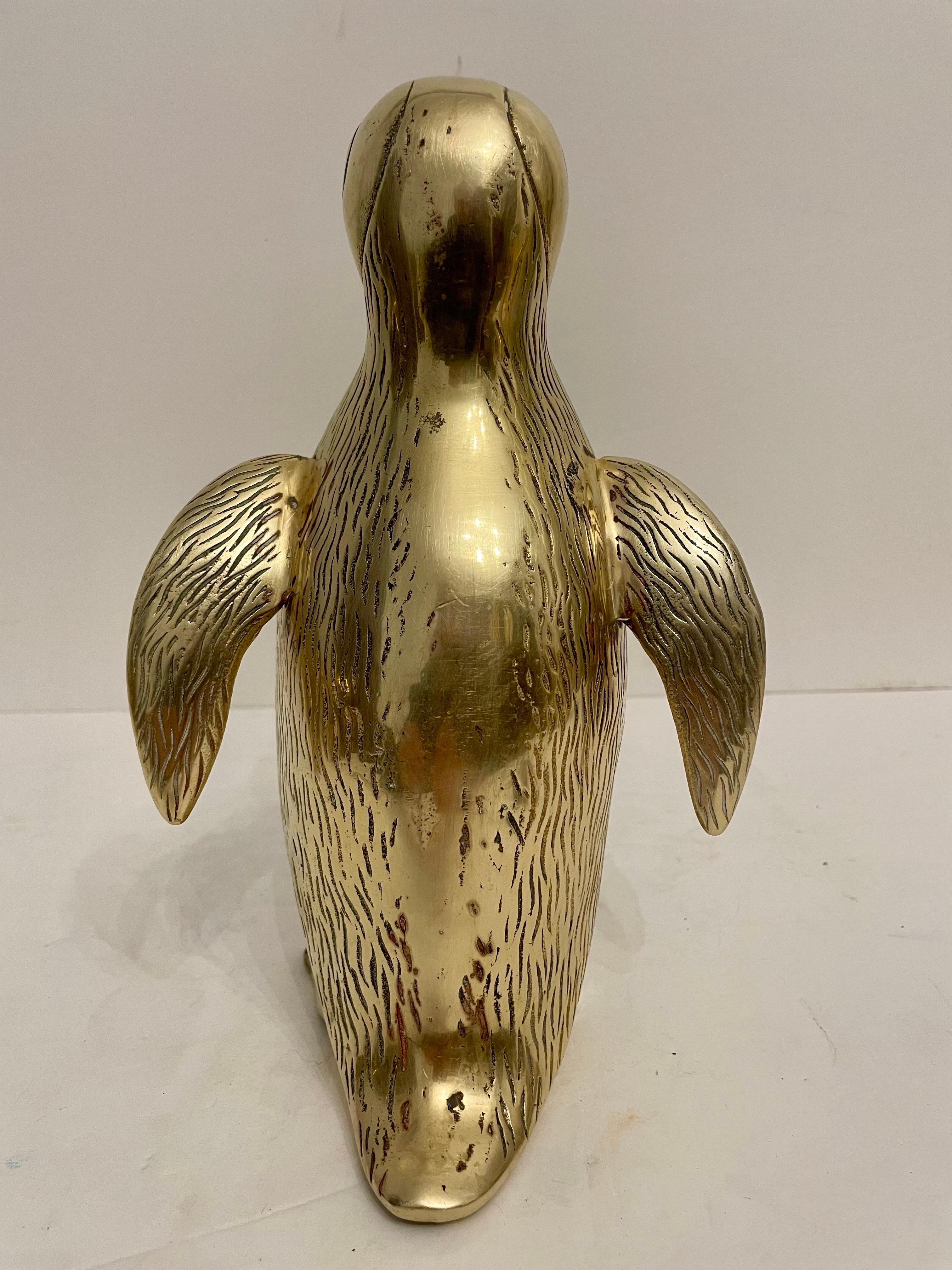 Very Large Vintage Hollywood Regency Brass Penguin Sculpture 1