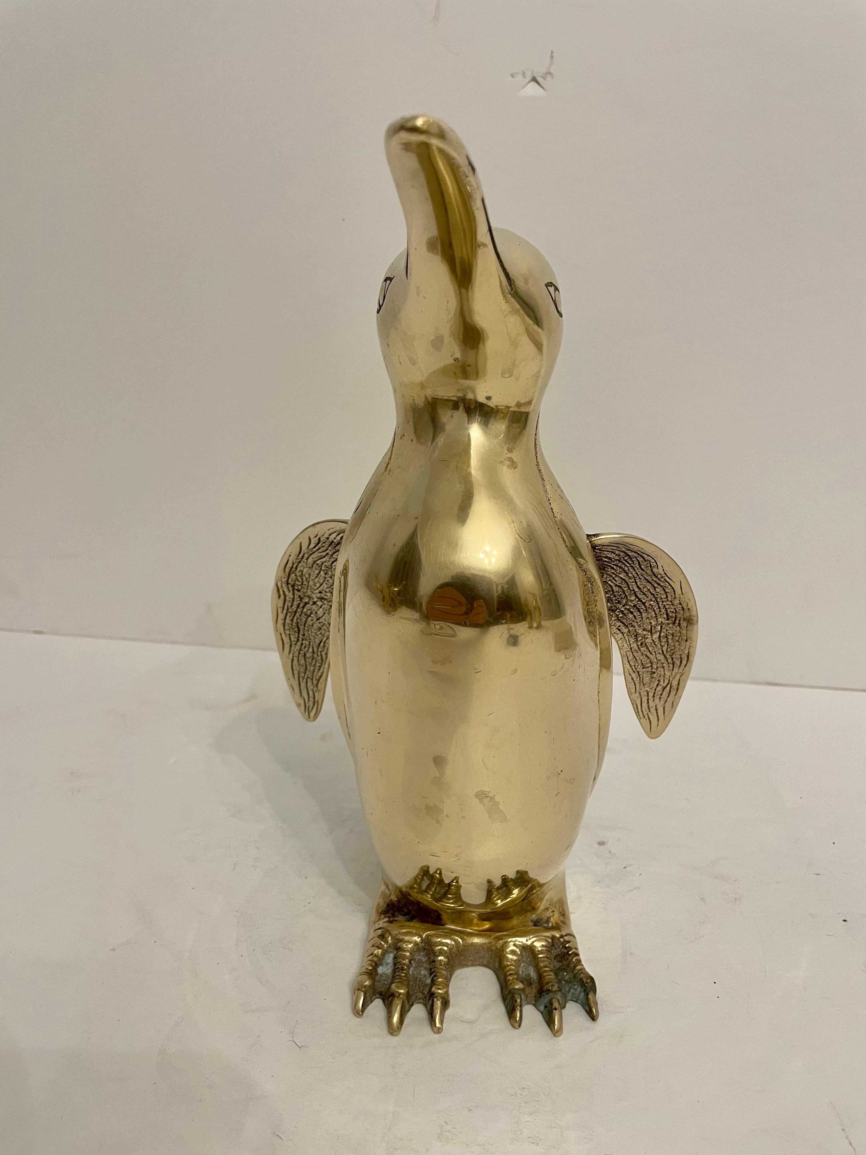 Very Large Vintage Hollywood Regency Brass Penguin Sculpture 2